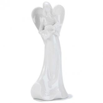 Hvit porselens engel m/bok